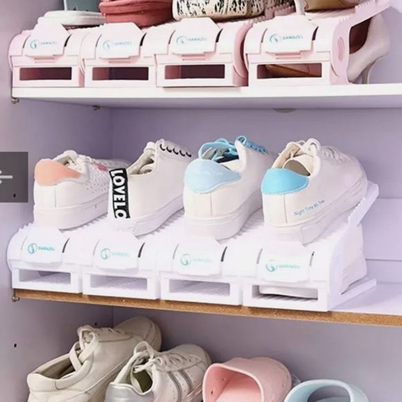 SAMAZEL 5 PIECE ADJUSTABLE SHOE ORGANIZER PINK - Picture 5 of 5